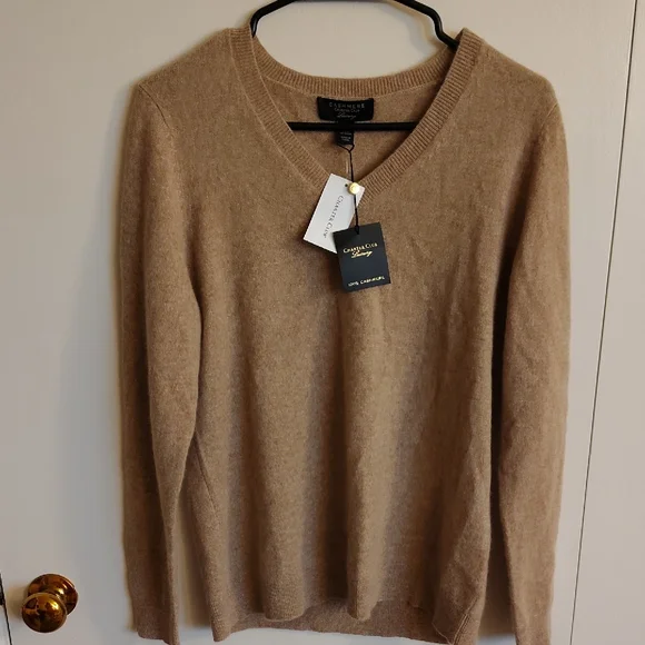 Charter Club V-Neck Cashmere Sweater - Brown - Picture 2 of 3